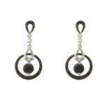 Black Round CZ within Circle Dangle